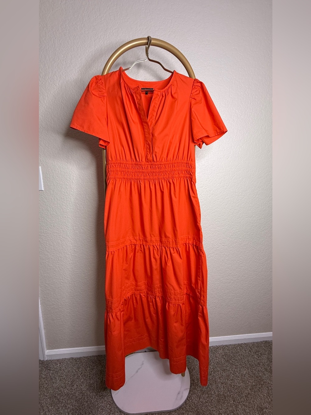 Quince Orange Tiered Maxi Dress with Smocked Waist